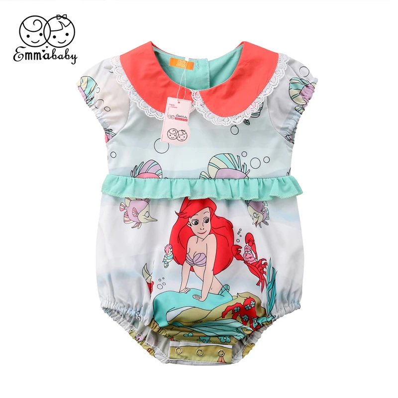 

Emmababy 2018 Hot Newborn Baby Girl Bodysuit 0-24M Infant Toddler Kid Summer Short Sleeve Lace Bodysuit Jumpsuit Outfit Clothes