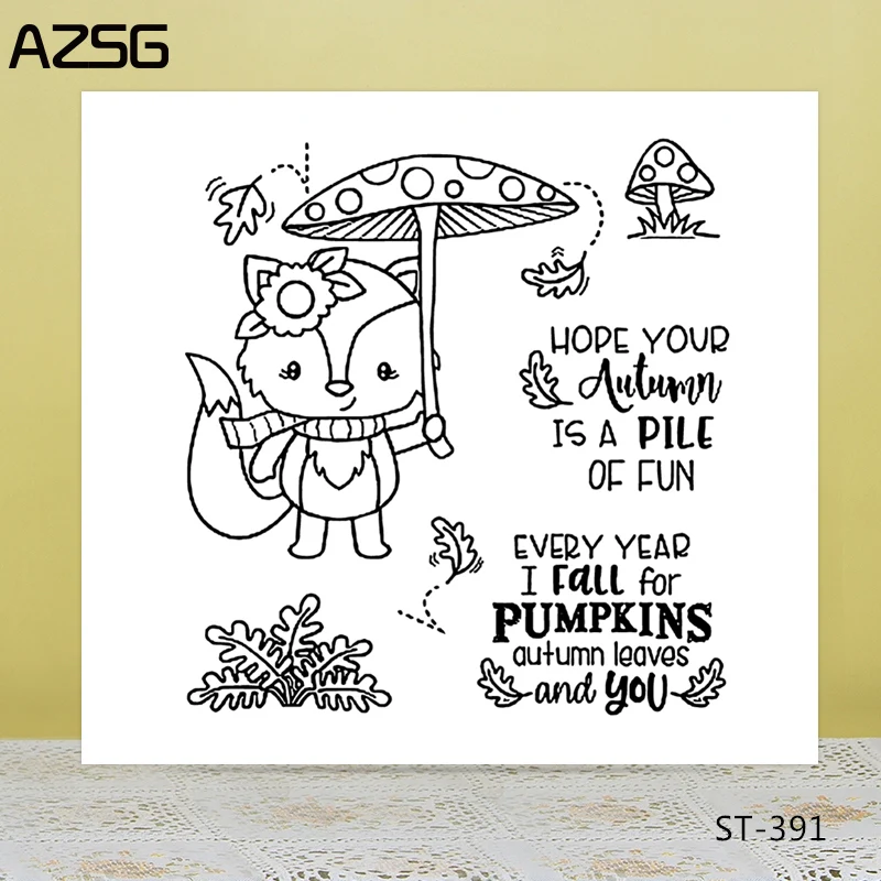 

AZSG Cartoon Cute Fox Mushroom Clear Stamps/Seal For DIY Scrapbooking/Card Making/Album Decorative Silicone Stamp Crafts