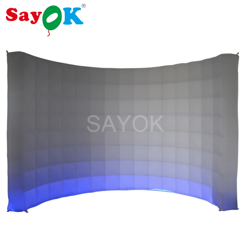 

Hot sale Inflatable Photo Booth Wall 3*1.5*2.3m Party Wedding Background Lighting Decoration with 17-Color Lights