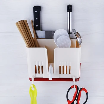 

A1 Multi-function chopsticks tube wall-mounted chopsticks cage household kitchen free punching tableware storage rack wx8301553