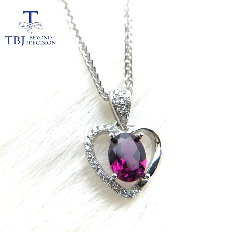 Tbj 100 Naturliche Lila Rhodolith Granat Oval Ausschneiden 6 8mm 1 5ct Anhanger Mit Ketten In 925 Sterling Silber Edelstein Schmuck Aliexpress