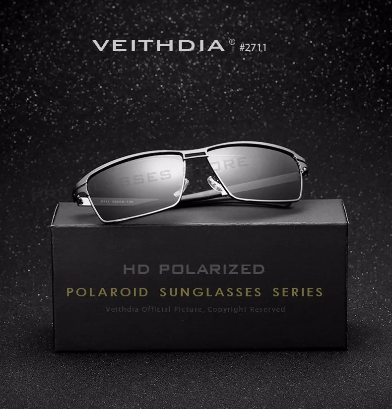 Мужские солнцезащитные очки VEITHDIA из нержавеющей стали, поляризационные, для вождения, мужские очки, аксессуары, солнцезащитные очки для мужчин