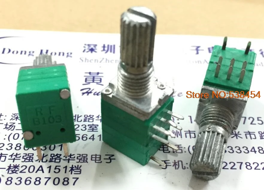 

10PCS RK097 precision potentiometer switch double with switch B10K * 2 two-channel volume switch shaft length 15MM