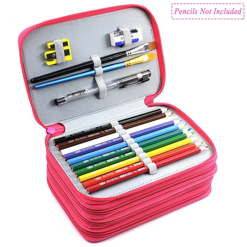 Kawaii 72 Holders 4 Layer Oxford Colored Pencil Bags Large Capacity  Portable Watercolor Wrap Pencil Case Supplies Art Students