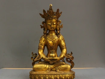 

18" Tibetan Buddhism Maitreya Guan Yin Bodhisattva Buddha Gilt Bronze Statue