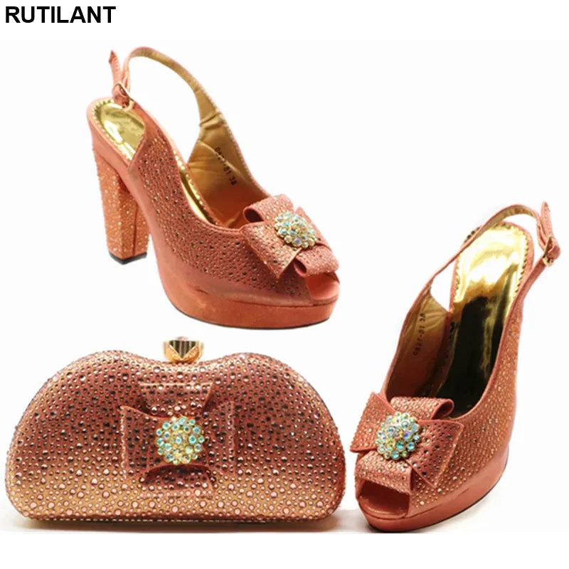 

New Arrival Shoes and Bag Set African Sets 2019 Italian Shoe and Bag Set for Party In Women Nigerian Party Pumps Plus Size Shoes