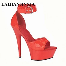 LAIJIANJINXIA/Женская пикантная обувь на высоком каблуке 15 см обувь для ночного клуба с ремешком на щиколотке босоножки с открытым носком обувь для танцев на шесте