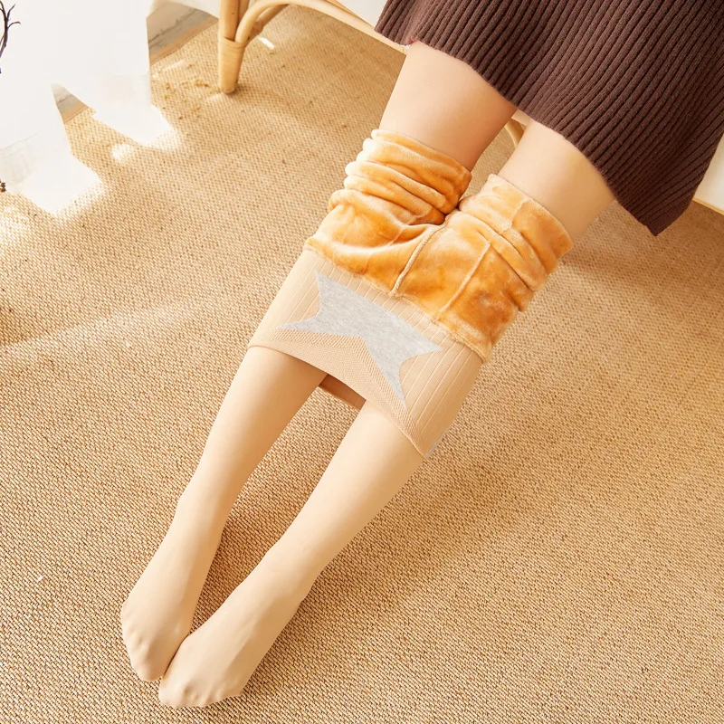 Thermal Tights Natural Color Women Underwear Bottoms Winter thick warm Pants with Foot Black