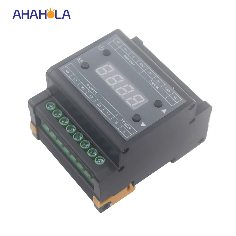 

AC 85-265v output 3 channel triac led dmx dimmer controller for led lamp light,trailing edge dimmer brightness adjustable