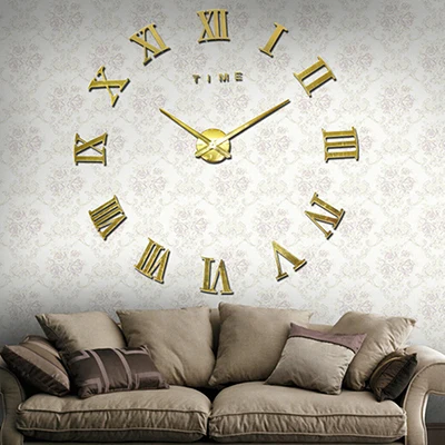 Xiaobei Style Miroir Salon num/érique Stickers muraux d/écoration de la Maison Grande Montre Horloge Murale Horloge Murale d/écorative Horloge Murale sans Cadre-Noir/_27 Pouces