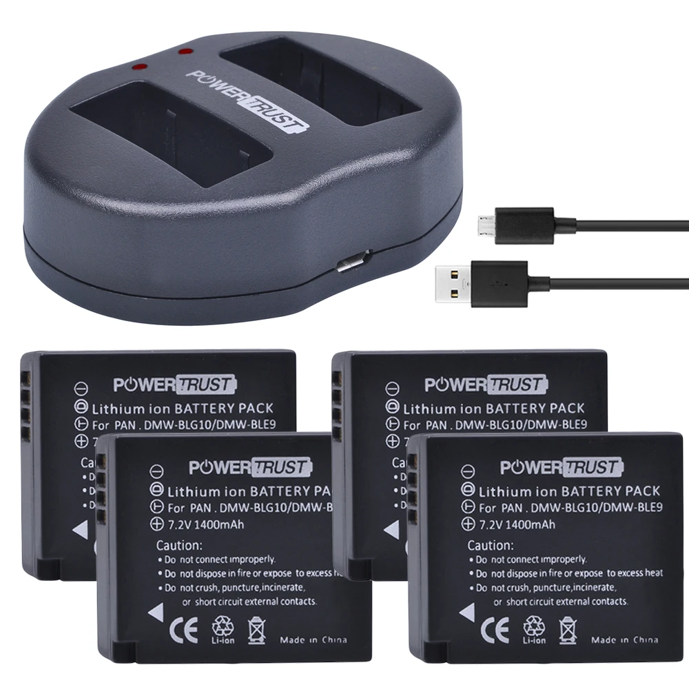 4 шт. Аккумулятор для камеры DMW BLG10 BLE9 BLE9E + двойное USB зарядное устройство Panasonic Lumix