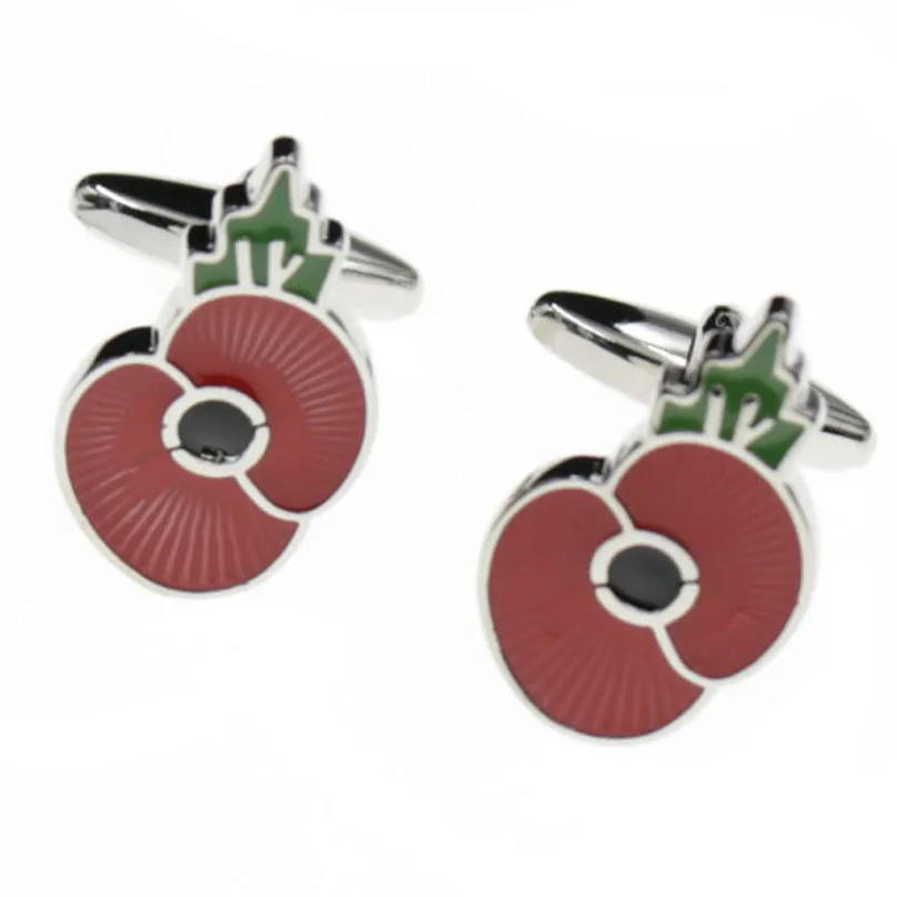 Top Quality Wholesale Cute Romantic Red Poppy Flower Cufflinks mens womens Cuff Links Birthday Gift | Украшения и аксессуары