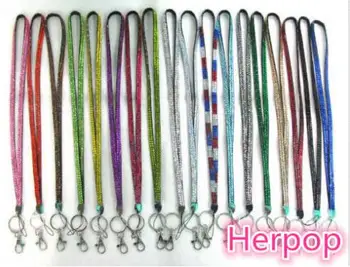 

Hot Sale 50pcs Crystal Rhinestone color Mix Bling Bling Camera ID Card Lanyard kids gifts