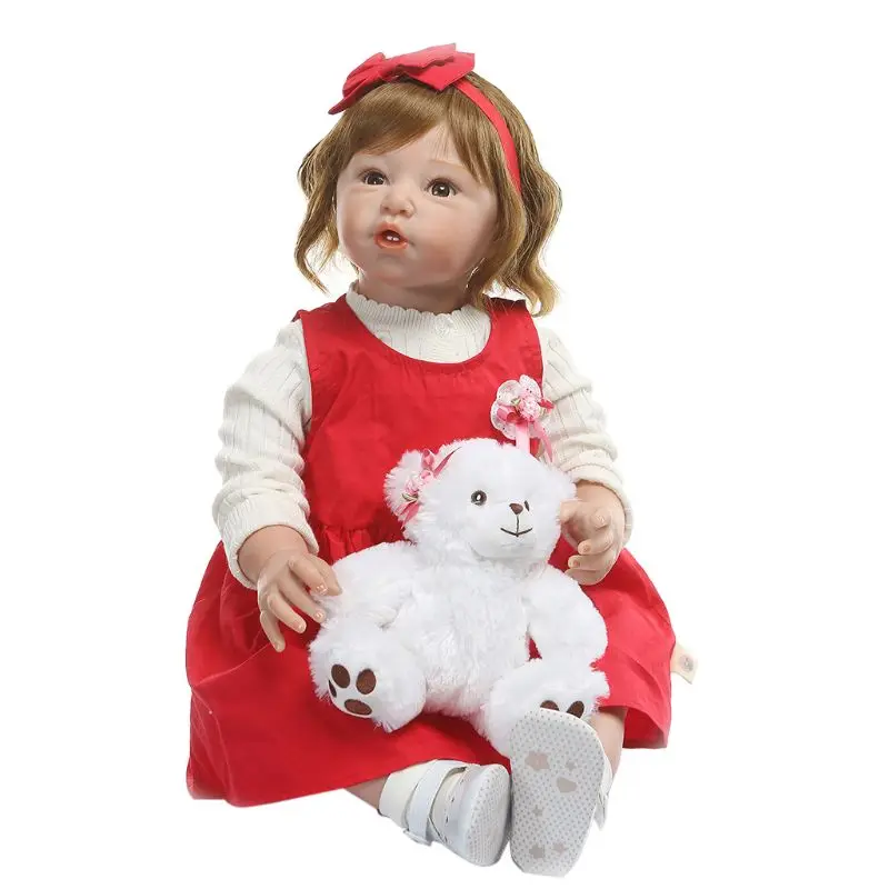 

32" Reborn Doll Realistic Silicone Vinyl Toddler Babies Toy Girl Princess Clothes Lifelike Handmade Gifts
