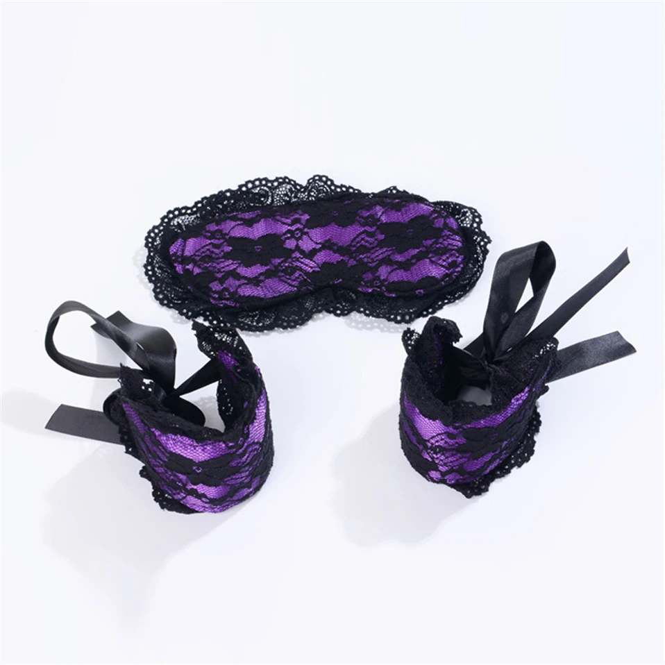 Эротическая одежда сексуальное женское белье Горячая кружевная маска с завязанными глазами патч + секс-наручники секс-игрушки для женщин