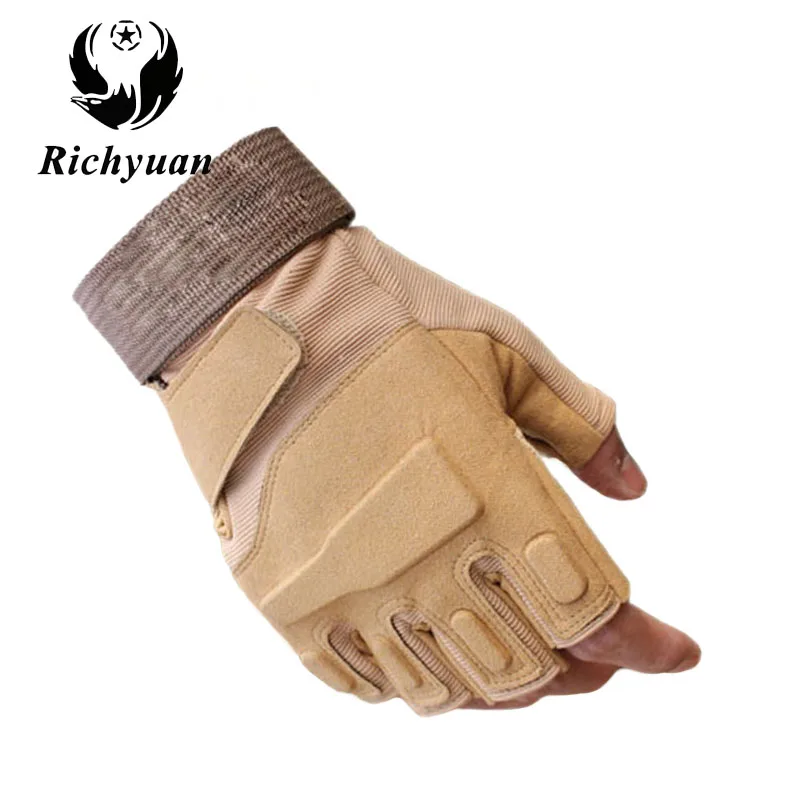 Richyuan военные США спецназ тактические перчатки Боевые противоскользящие черные перчатки с полупальцами - Цвет: yellow