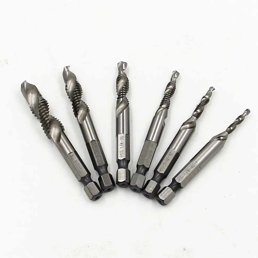 New 6pcs/set HSS Multi Metric Combination Drill Tap Bit Drill Tap