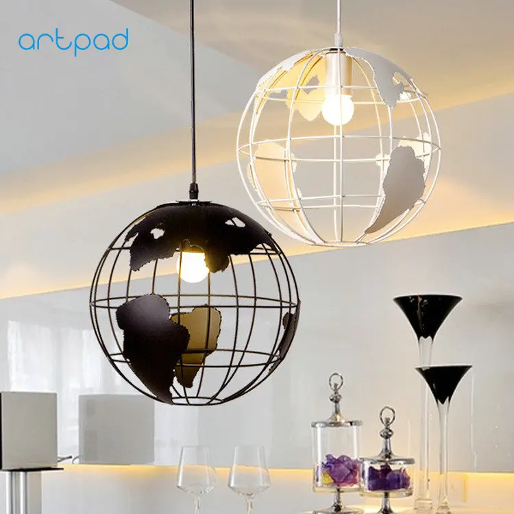 

Artpad White Black Creative Globe Pendant Light lamparas de E27 Hollow Ball Ceiling Pendant Lamp For Living Room Hotel Fixtures