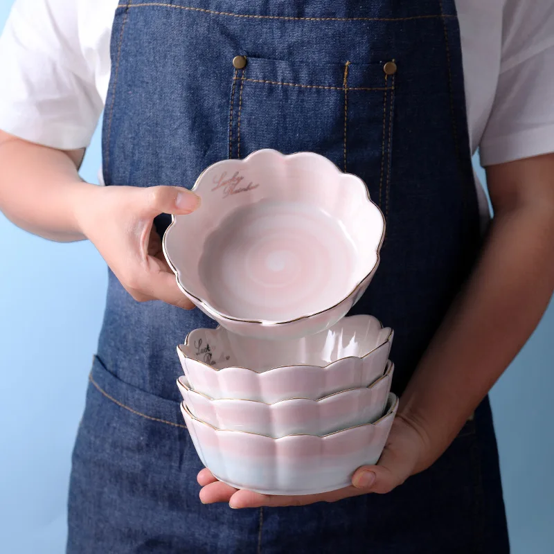 

KINGLANG 1pcs ceramic ins fruit salad bowl breakfast dessert bowl vegetable sauce bowl small serving bowl for children