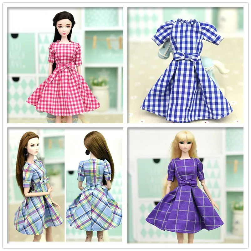 

4 Colors Unique Handmade Grid Ballet Princess Dress Clothes Outfit Accessories For Baby Toy 1/6 Barbie Xinyi Doll toys for Girls
