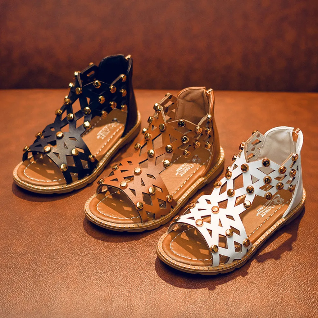 Модная детская летняя обувь для мальчиков и девочек; Летние кожаные шлепанцы в римском стиле; повседневные сандалии; прозрачная обувь для