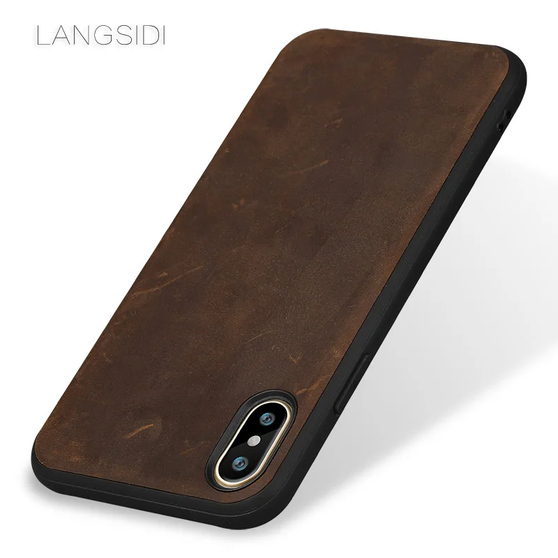 Cheap Retro Genuine PULL UP Leather phone case for iphone X 11 11 Pro Max XS XR xsmax 6 6s 5 5s se 7 8 plus 360 full protection cover