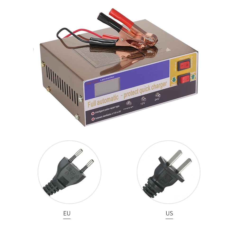 12 В/24 В Интеллектуальный автоматический светодиодный зарядное устройство импульсный ремонтный инструмент для свинцово-кислотной батареи и литиевой батареи 140 Вт AC220V
