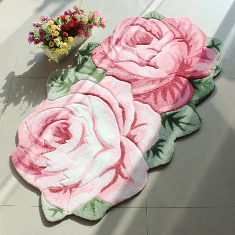 Rose Flower Shaped Rugs Mechanism Of Color Printing Acrylic Double Door