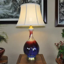 Винтажная китайская спальня гостиная Свадебная настольная лампа Цзиндэчжэнь фарфоровая Керамическая Настольная лампа декоративная настольная лампа абажур