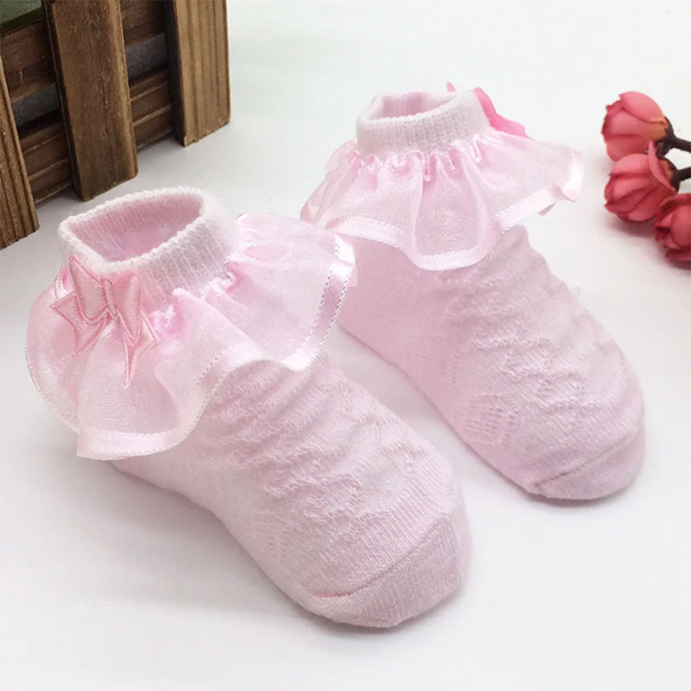 

Hot selling Newborn Infant summer solid Lace Princess Socks Non-Slip soft Cotton Toddler thin breathable short ankle sock