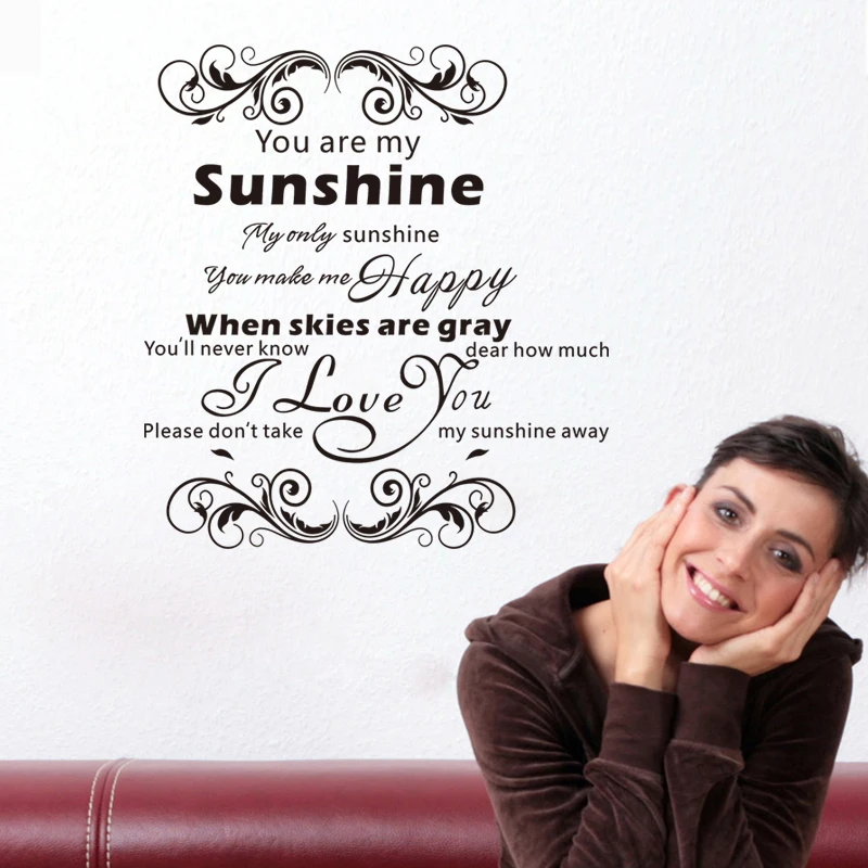 You Are My Sunshine Love Quotes Vinyl Wall Stickers For Bedroom You Are My Sunshine Love Quotes Vinyl Wall Stickers For Bedroom Indoor Art Decor Diy Removeable Decals Black In From Home Garden On