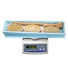 5pcs Bamboo Body Massage Brush White Pig Bristles Rubber Massage Head for Bathroom Bath Brush Tool