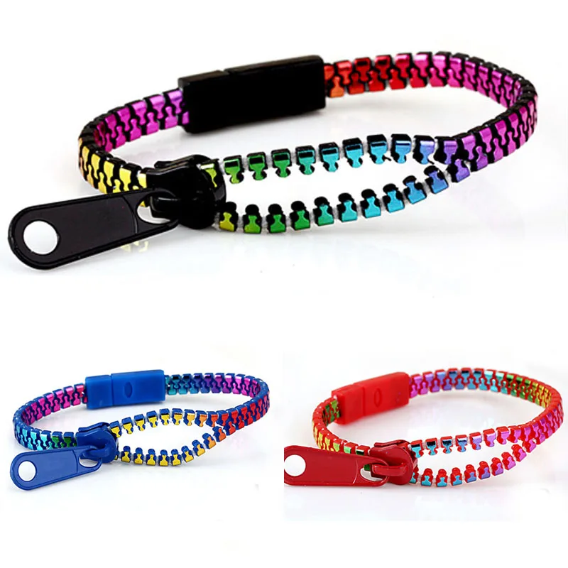 100pcs New Zip bracelet wristband candy bracelet Popular Zipper bangle bracelet Double Colors