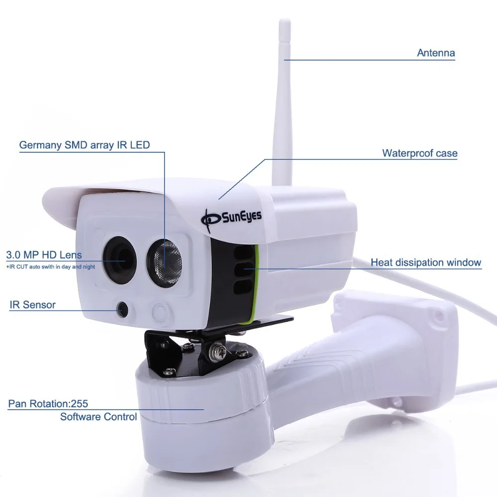 SunEyes SP-P701EWP 720P HD Pan Rotation Wireless IP CCTV Camera Support ONVIF/RTSP Micro SD Card Smart Camera