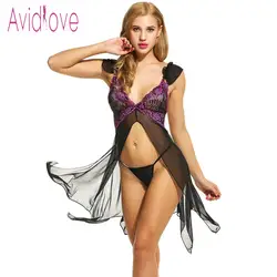 Avidlove сексуальное женское белье Babydoll платье эротическая ночная рубашка для женщин Асимметричный Открытый спереди ночное Sheer сетчатая