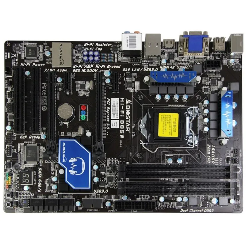 

For BIOSTAR Hi-Fi B85W Used Motherboard B85 LGA 1150 DDR3 32G SATA3 USB3.0(B85-A R2.0 B85M-V5 PLUS B85M-F PLUS B85-PRO GAMER)