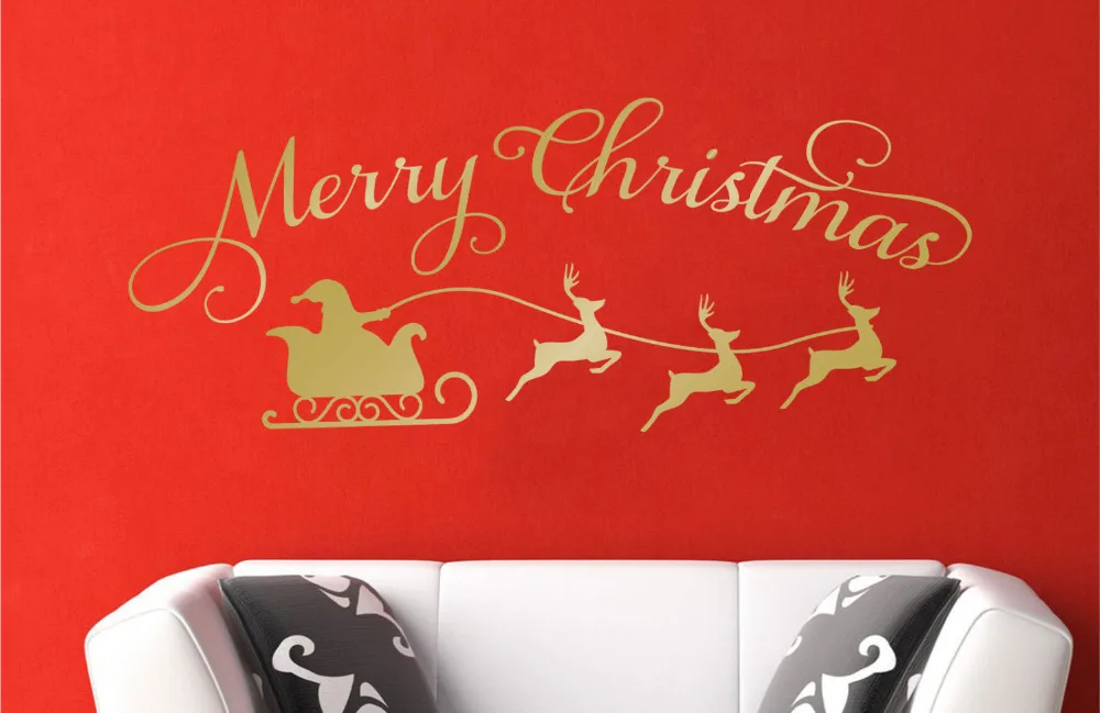 Aliexpress.com : Buy Merry Christmas Vinyl Wall Decals Matte Gold Color