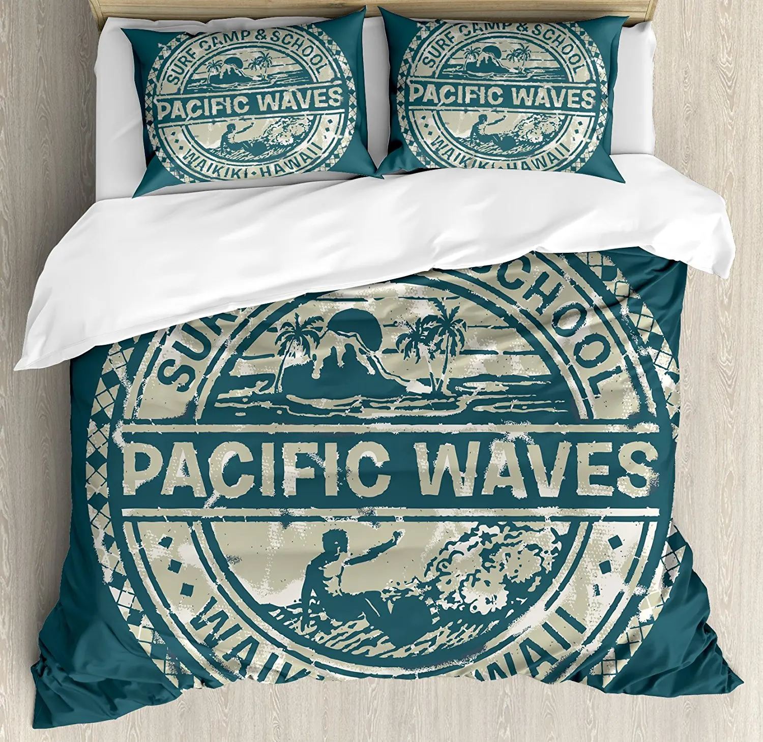 Modern Duvet Cover Set Pacific Waves Surf Camp And School Hawaii