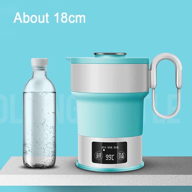 Жизнь элемент складной походный чайник для воды с силиконовые чашки Портативный мини Температура чайник-термос 100-240V