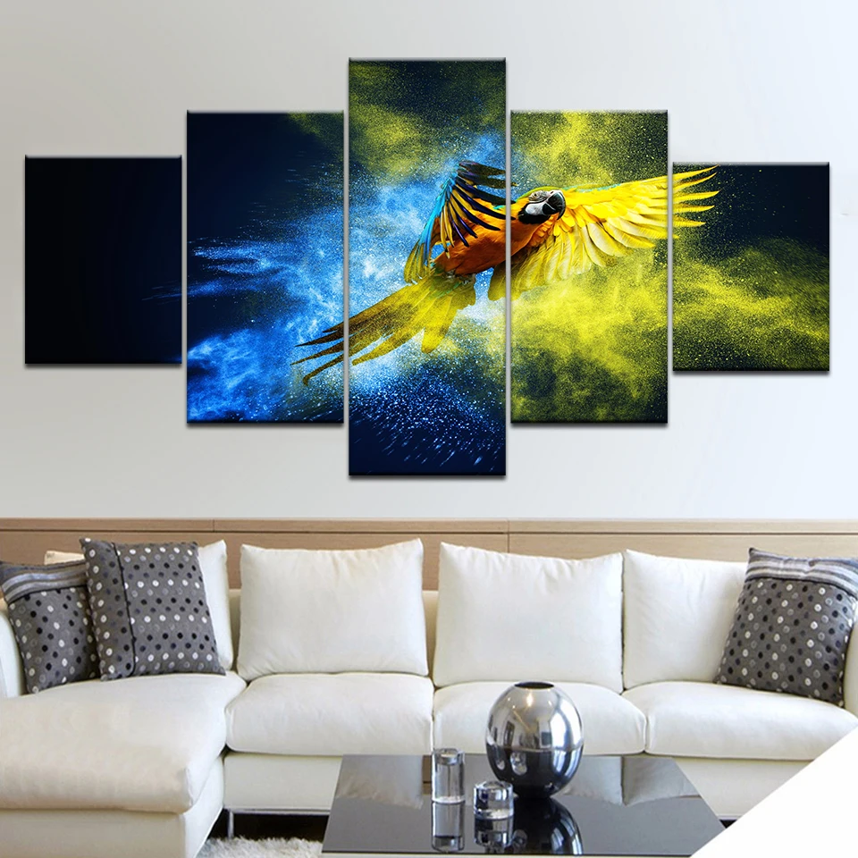 

Abstract Painted Macaw HD Printing Pictures Poster Modular Frame 5 Pieces Animal Colorful Parrots Canvas Painting Art Wall Decor