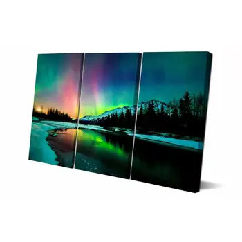 

Drop shipping 3 Panel printed painting Aurora Borealis Wall Art Picture Home Decoration Living Room Modern painting LS427