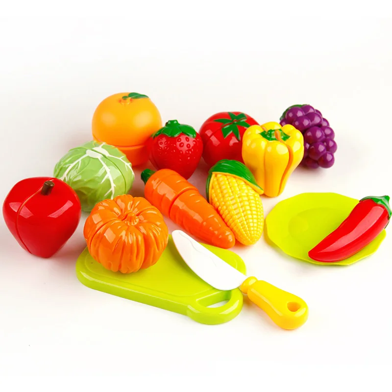 Minitudou 14 шт. пластиковые разрезать овощи игрушка детский игрушечный миксер играть миниатюрные фрукты для девочек и мальчиков - Цвет: 14pcs grapes