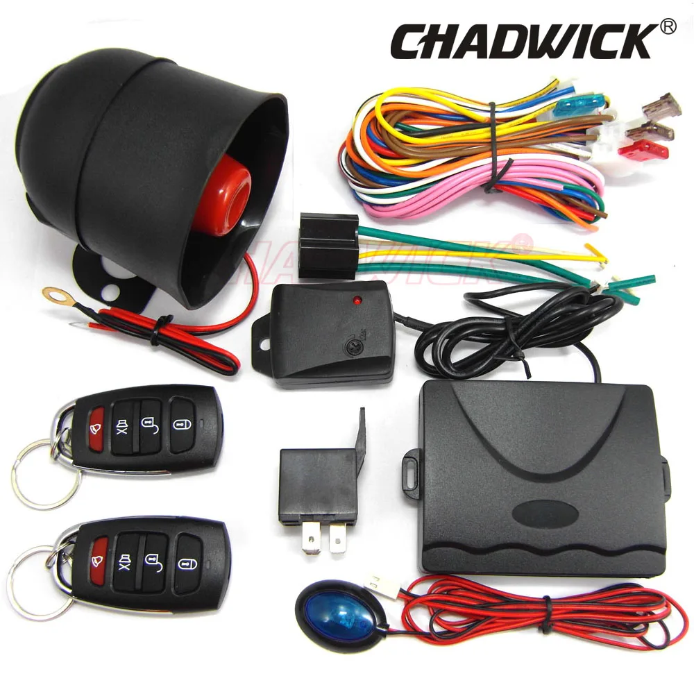 

quality car alarm systems auto security 12v universal Keyless Entry Siren 2 Remote Control door lock 1way Burglar 8101 CHADWICK