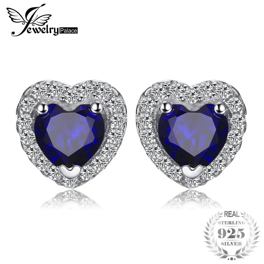 JewelryPalace Сердце океана 1.2ct синий сапфирами 925 стерлингов серебряные серьги Модные