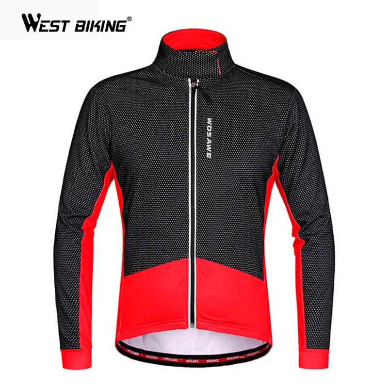 WOSAWE теплая куртка для велосипедного спорта зимняя теплая Ropa Ciclismo Invierno велосипедная одежда ветрозащитное пальто горный велосипед велосипедная куртка - Цвет: black red