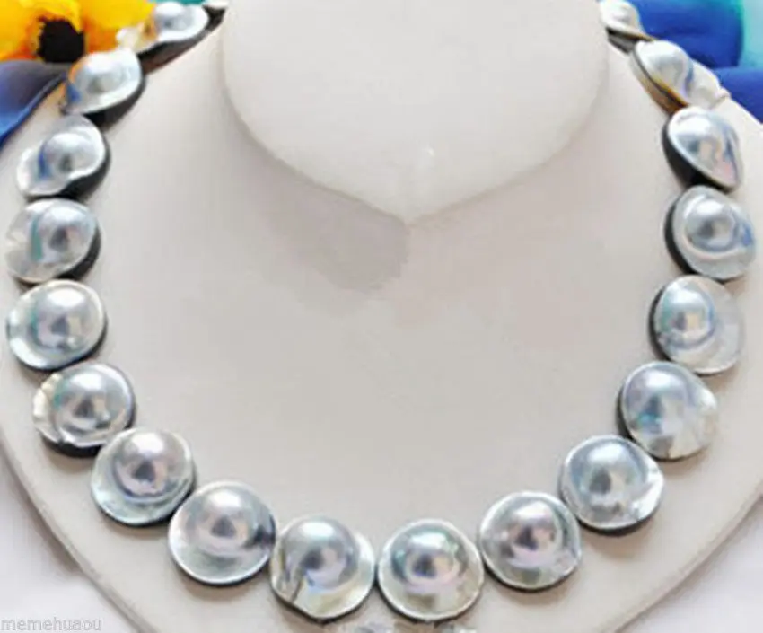 

Hot sale new Style >>>>>21 MM Natural Grey Mabe Pearl Necklace