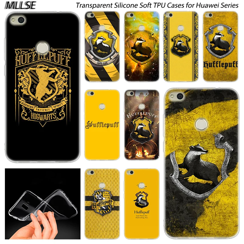 

Harry Potter Hufflepuff School Crest Silicone Case for Huawei NOVA 3 3i 4 Honor 7A Pro 7C 7S 6X 7X 8X 8 9 10 Lite Play View 20
