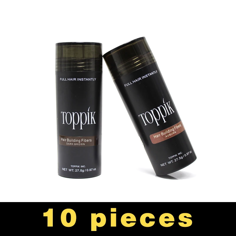 

10PCS/LOT wholesale 27.5g TOPPIK 10colors Hair Fiber Powder Bladness Thin Loss Hair Regrow Powder Keratin Hair Building Fibers