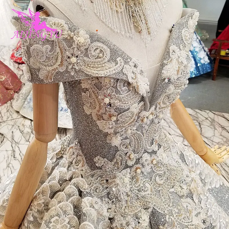 AIJINGYU/свадебное платье на заказ, свадебное платье 2019 со съемным роскошным саудовским кружевным платьем цвета слоновой кости, свадебное