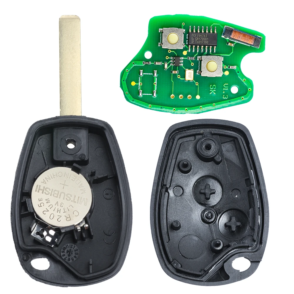 Keyecu 2 кнопки дистанционного ключа для Renault Duster Modus Clio 3 Twingo DACIA Logan Sandero Kangoo 433 МГц PCF7946/PCF7947 чип